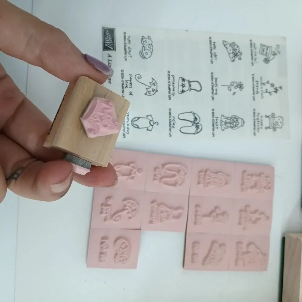 Rubber Stamp Lot 46+ Christmas Kids Shapes Wood Craft